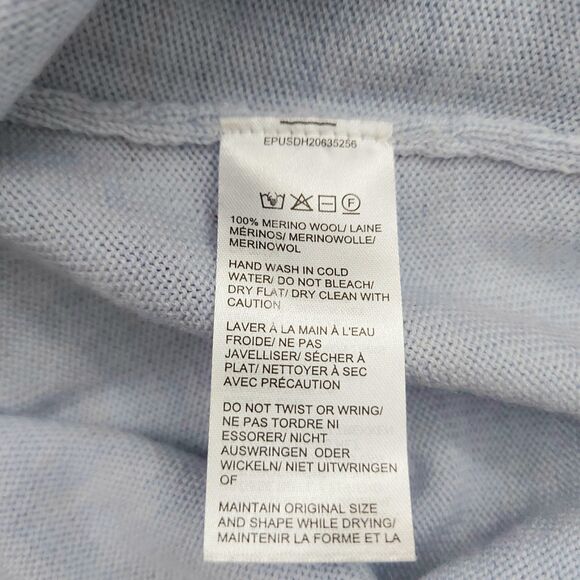 Black Brown 1826 Sweater Mens Medium Light Blue Fine Merino Wool Knit V-Neck - Picture 8 of 10